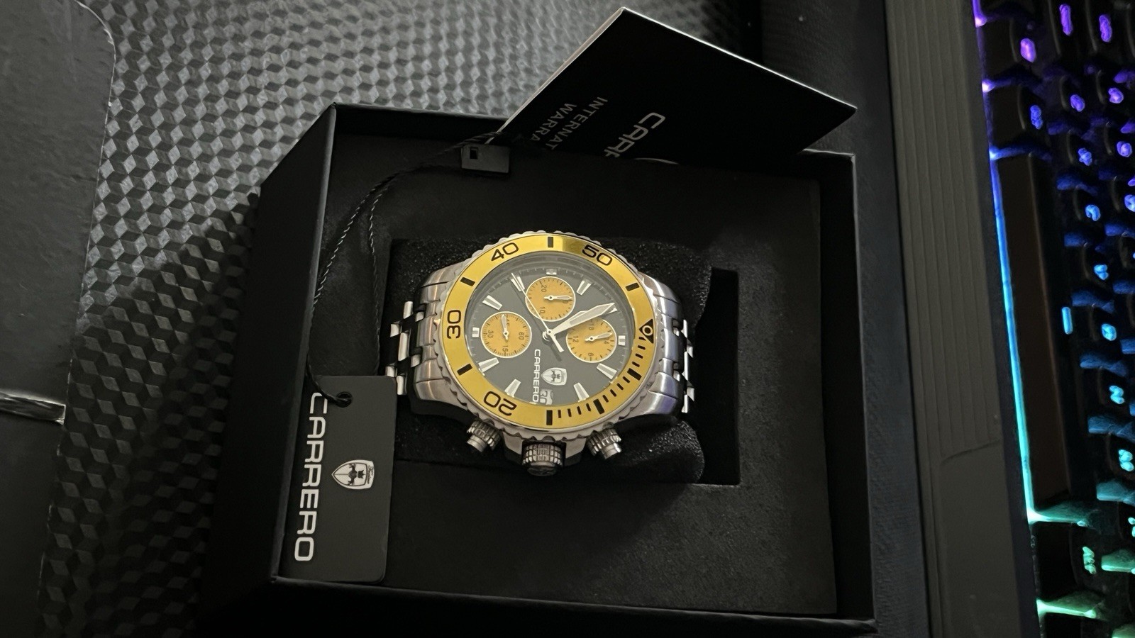 Carrero Men’s Chronograph Quartz Stainless Steel Wristwatch Silver Gold