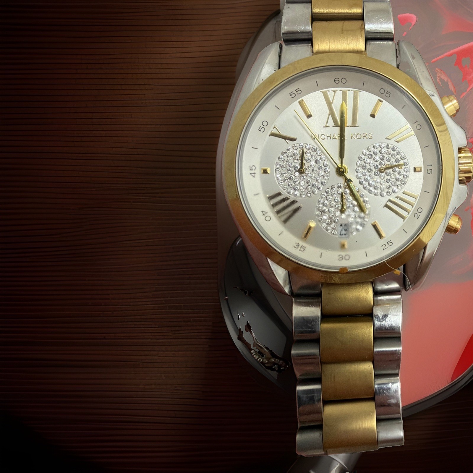 Michael Kors Women’s Two-Tone Chronograph Quartz Watch White Dial