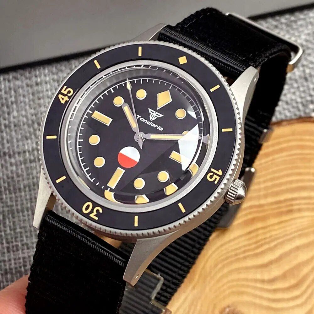 50-Fathoms 40mm Tandorio Retro Watch Men C3 Luminous Ceramic Bezel NH35 PT5000