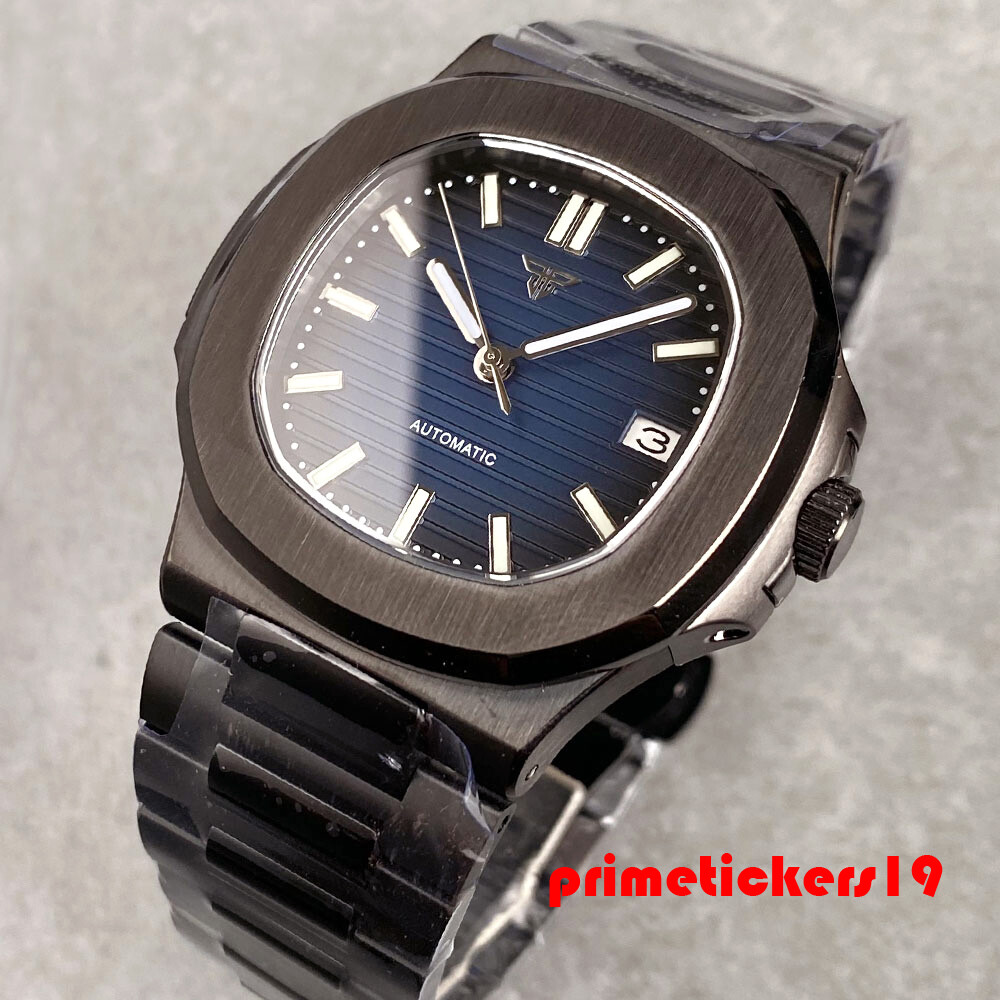 Tandorio 40mm Black Pvd Square NH35A Date Automatic Watch for Men Sapphire Lume