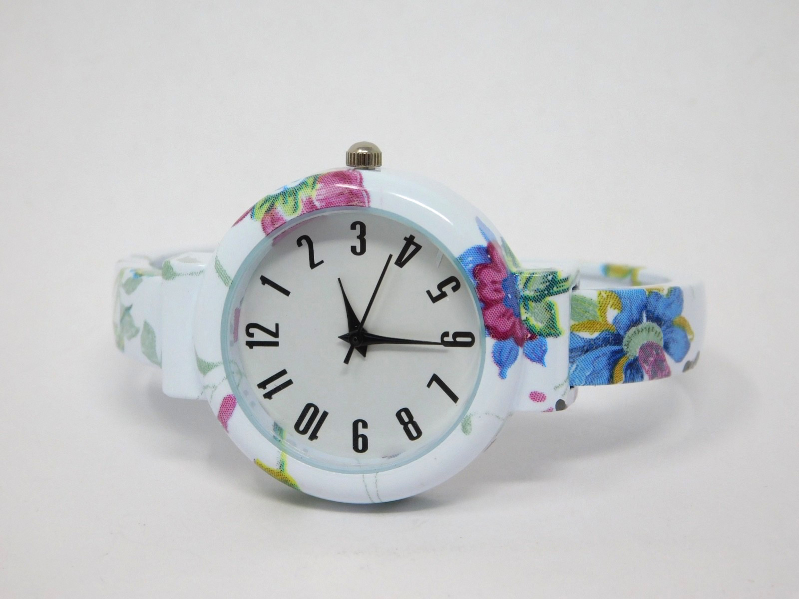 White Floral Women’s Watch Cuff White Dial Girls Multicolor Ladies Pink