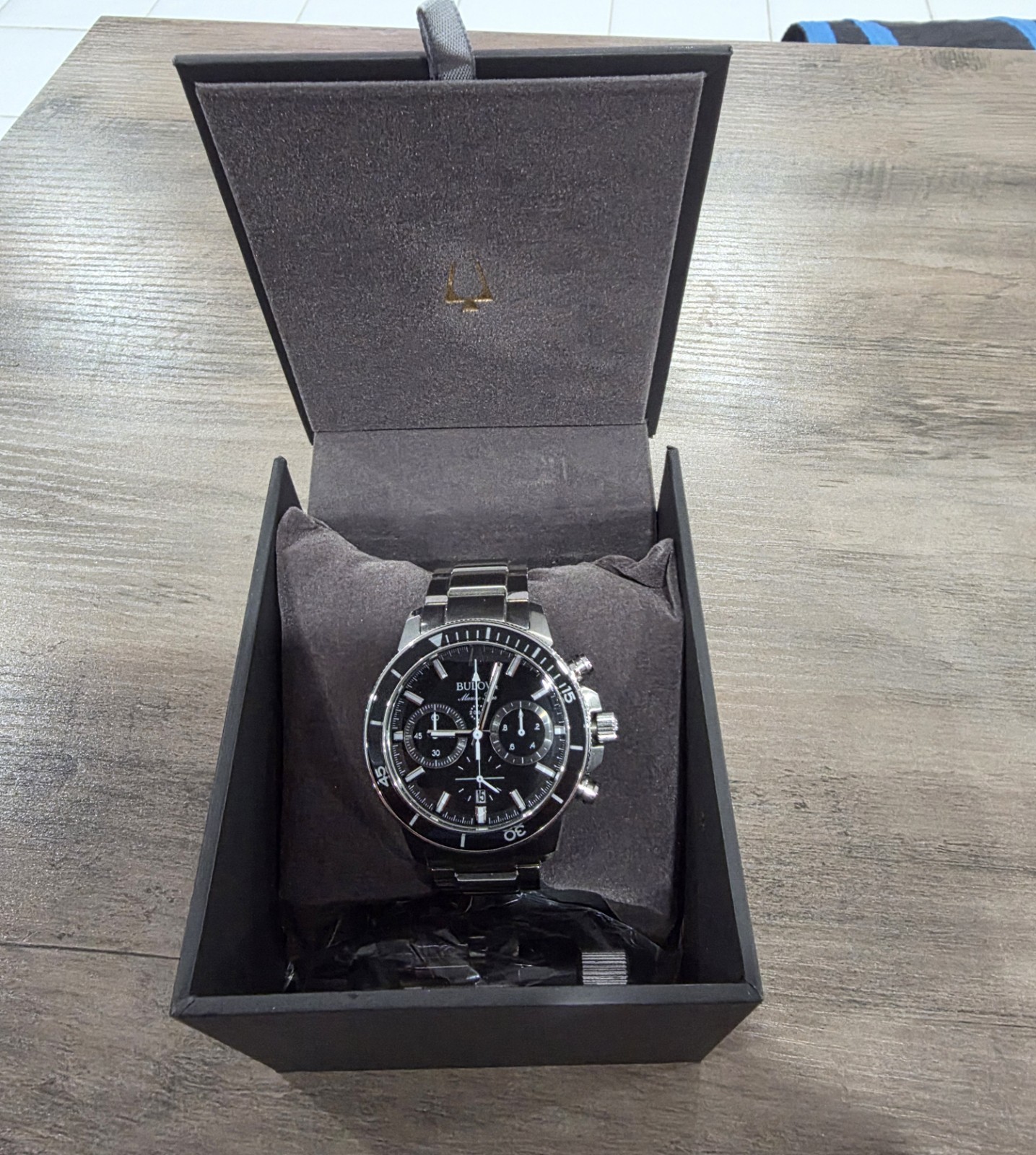 Bulova Marine Star 96B272 Chronograph Black Dial Stainless Steel Men’s Watch