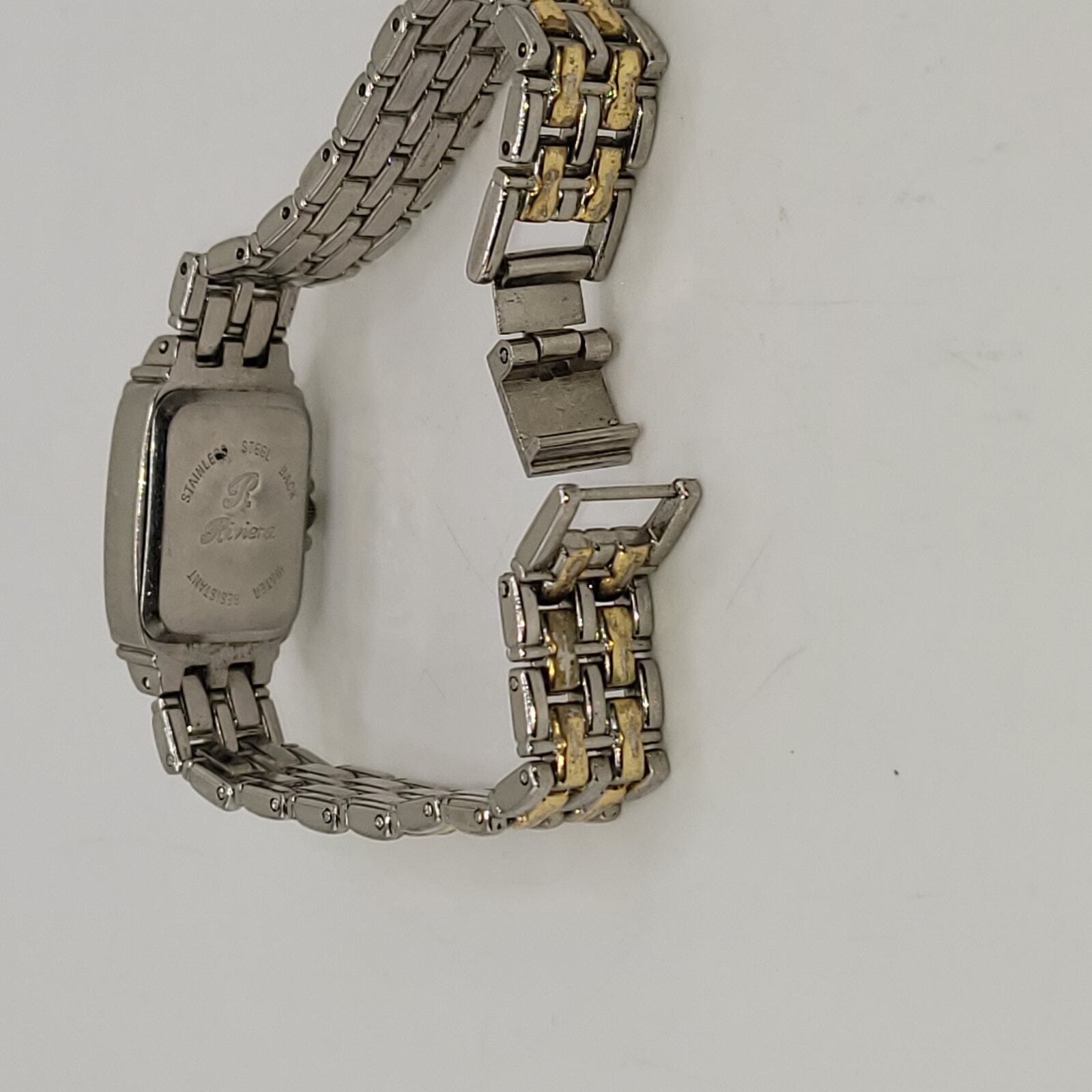 Riviera Quartz Silver Gold Toned clasp band Vintage New battery