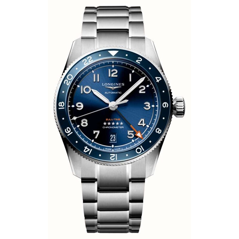 New Longines Spirit Zulu Time 39mm Blue Dial GMT Steel Men’s Watch L38024936