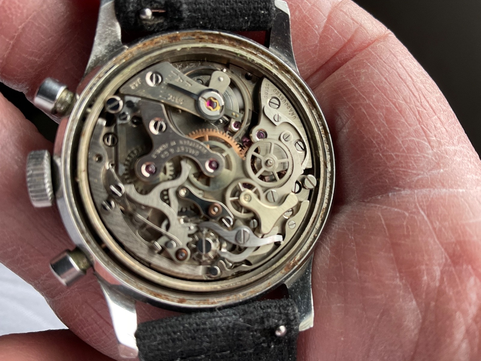 Gallet multichron pilot or race car driver mens chronograph watch valjoux 72 !