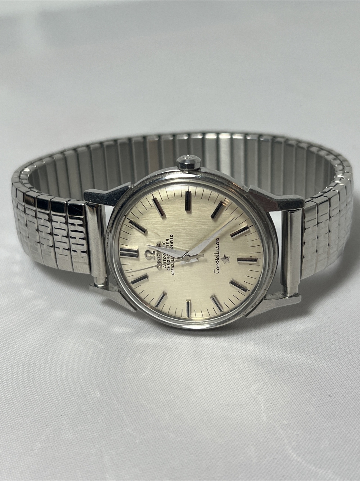 Omega Constellation Cal 551 Vintage Chronometer Silver Automatic Mens 34mm Watch