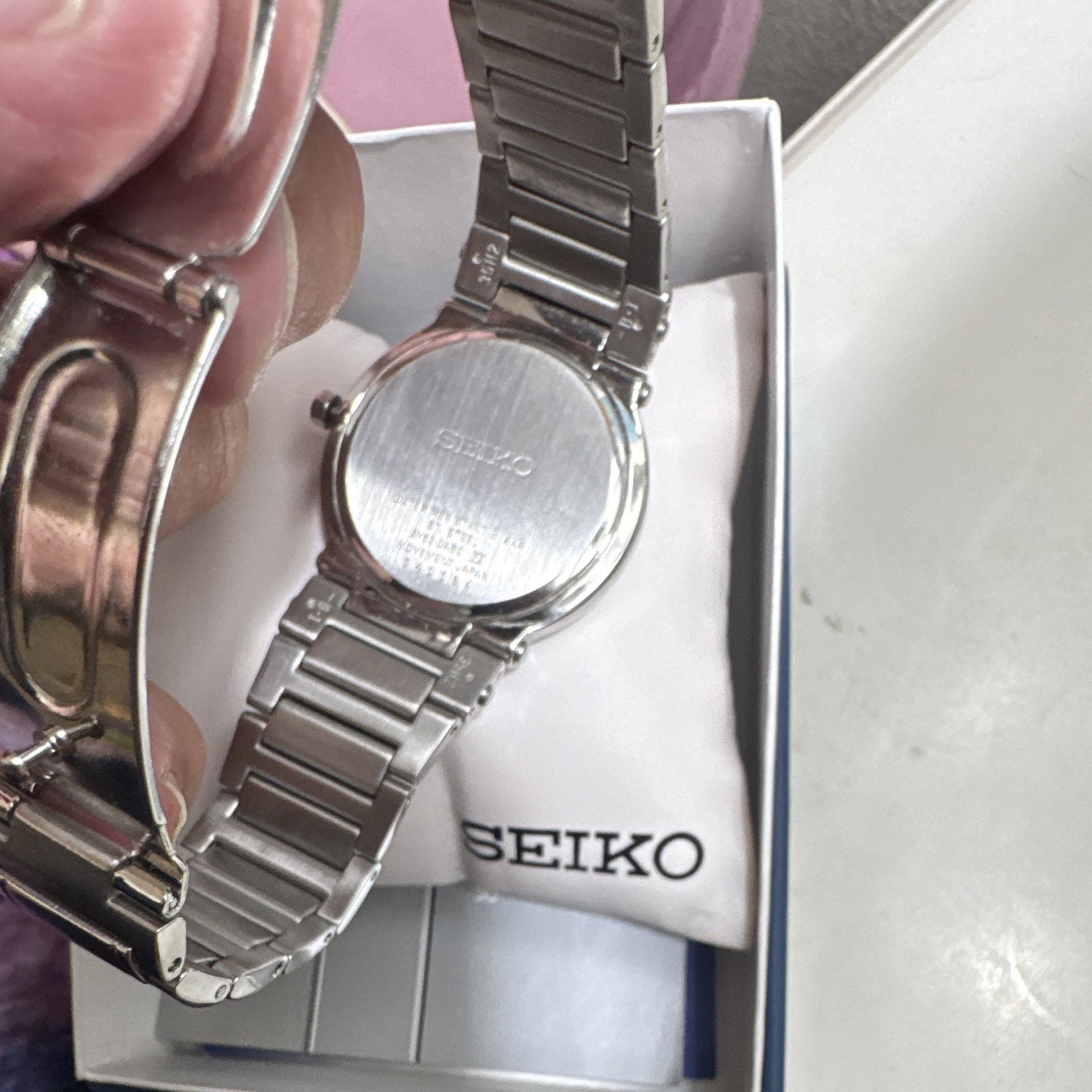 Seiko Premier Men’s Quartz Watch Black Dial Day/Date Silver Steel Bracelet