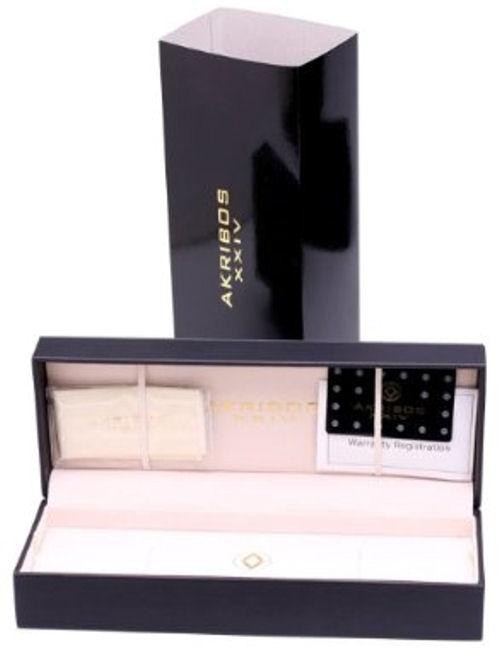 Akribos XXIV AK546BK Date Crystal Bezel MOP Inner Dial Ceramic Case Womens Watch
