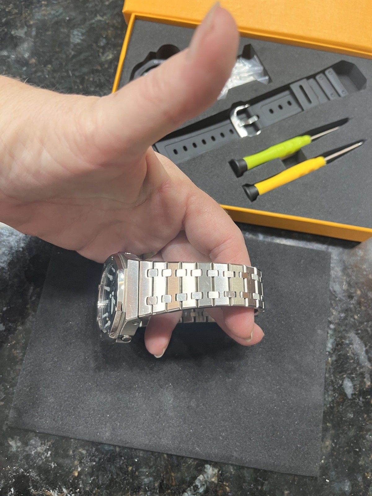 G-Shock GA 2100 AP MOD Dial AP Black Dial. Has Original Band And Dial Kit.