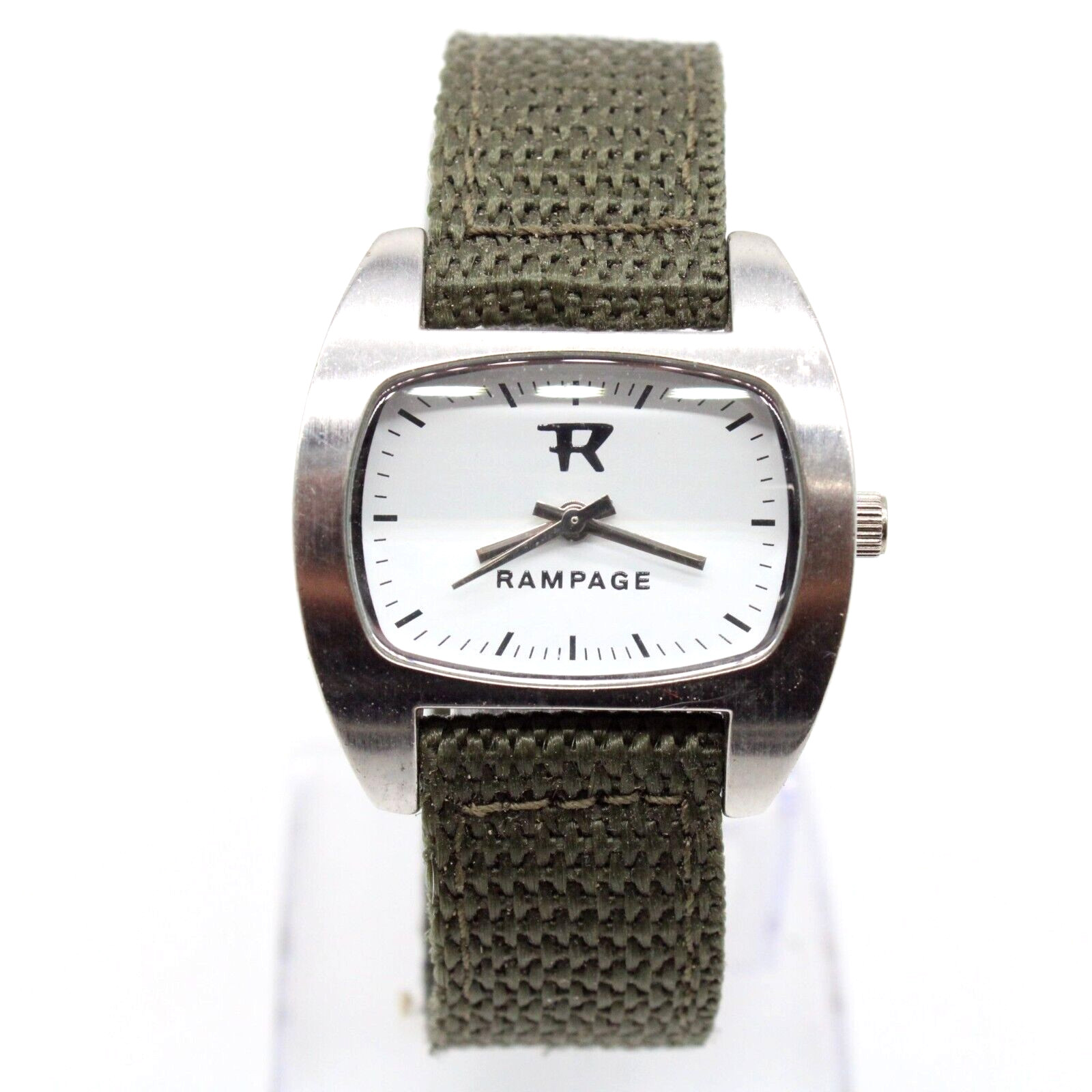 Rampage Watch Womens Silver Tone Steel Classic White Dial Brown Nylon Band