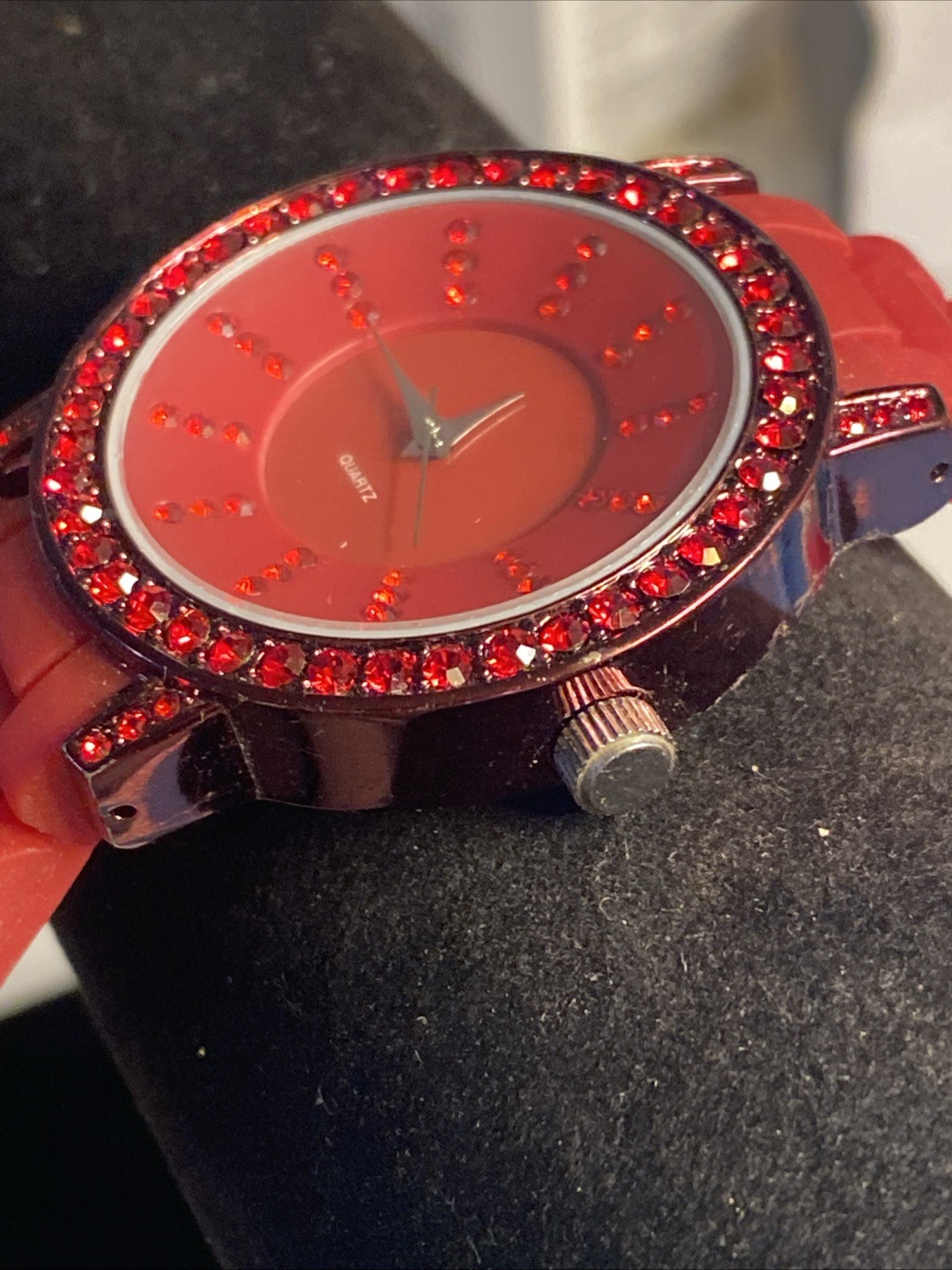 Women’s Xhilaration Analog Silicone Strap Red Tone Watch New Battery
