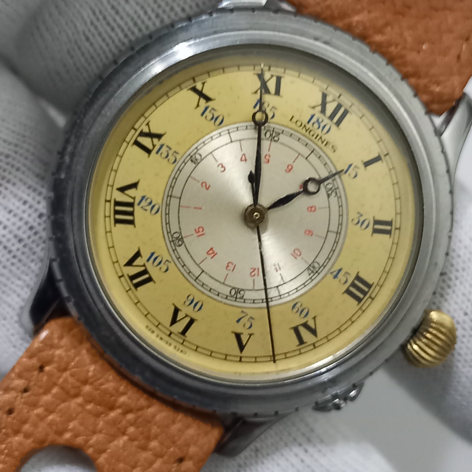 18k/Steel LONGINES Lindbergh Hour Angle Cal L 628.1 Ref 628.5240 (Bezel Missing)
