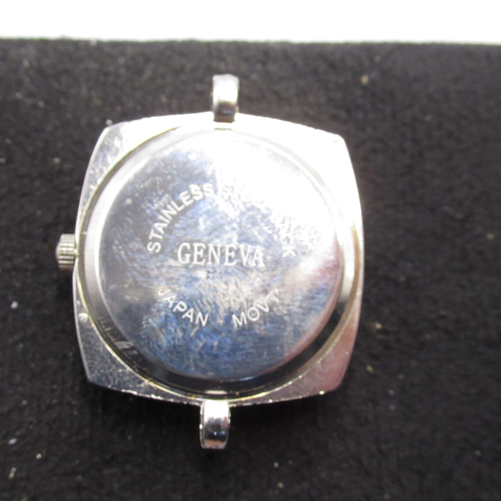 2x Geneva Quartz Watch Head Lot Silver Tone Round Square Japan Movt