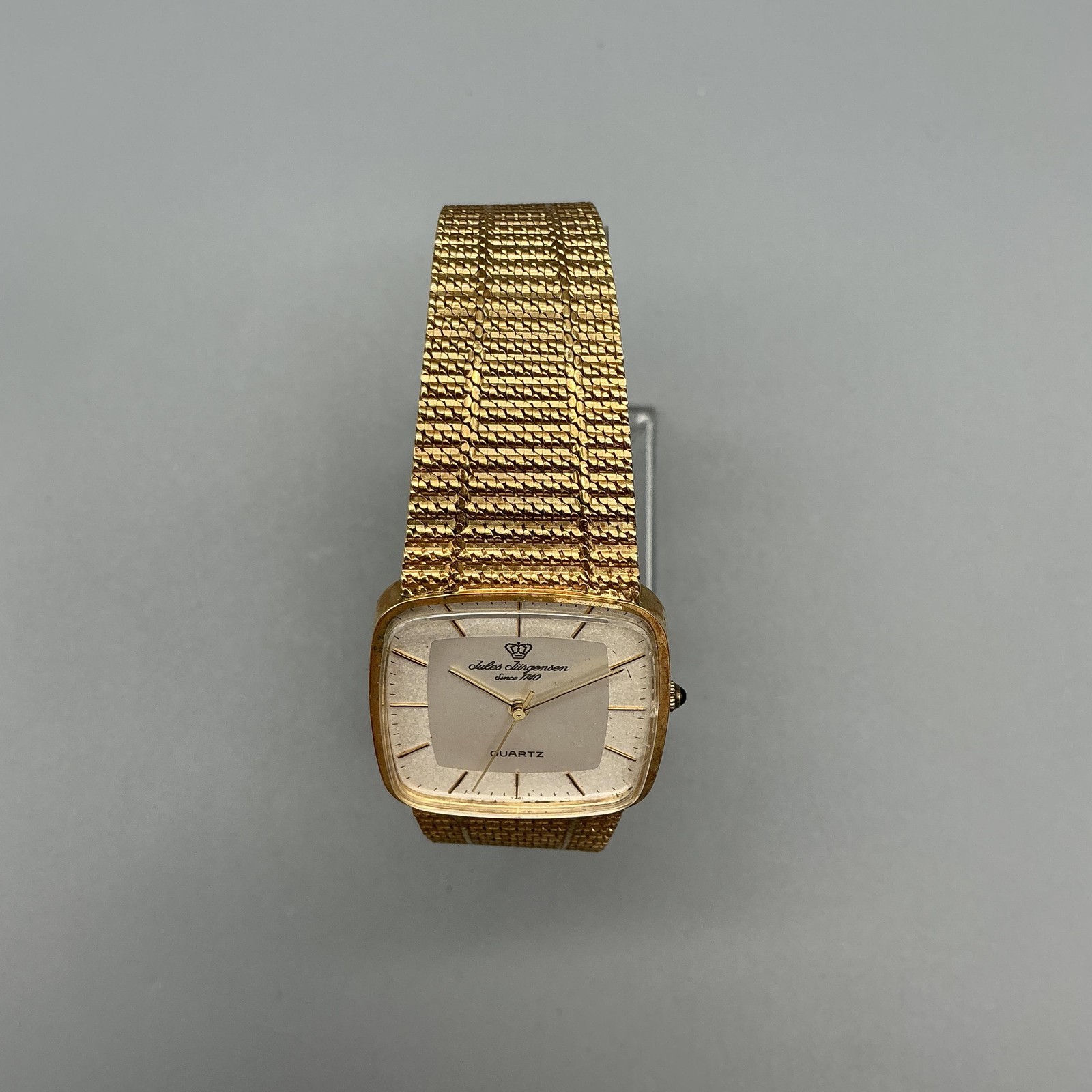 Vintage Jules Jurgensen Womens Watch 28mm Gold Tone Bracelet New Battery 8.25″