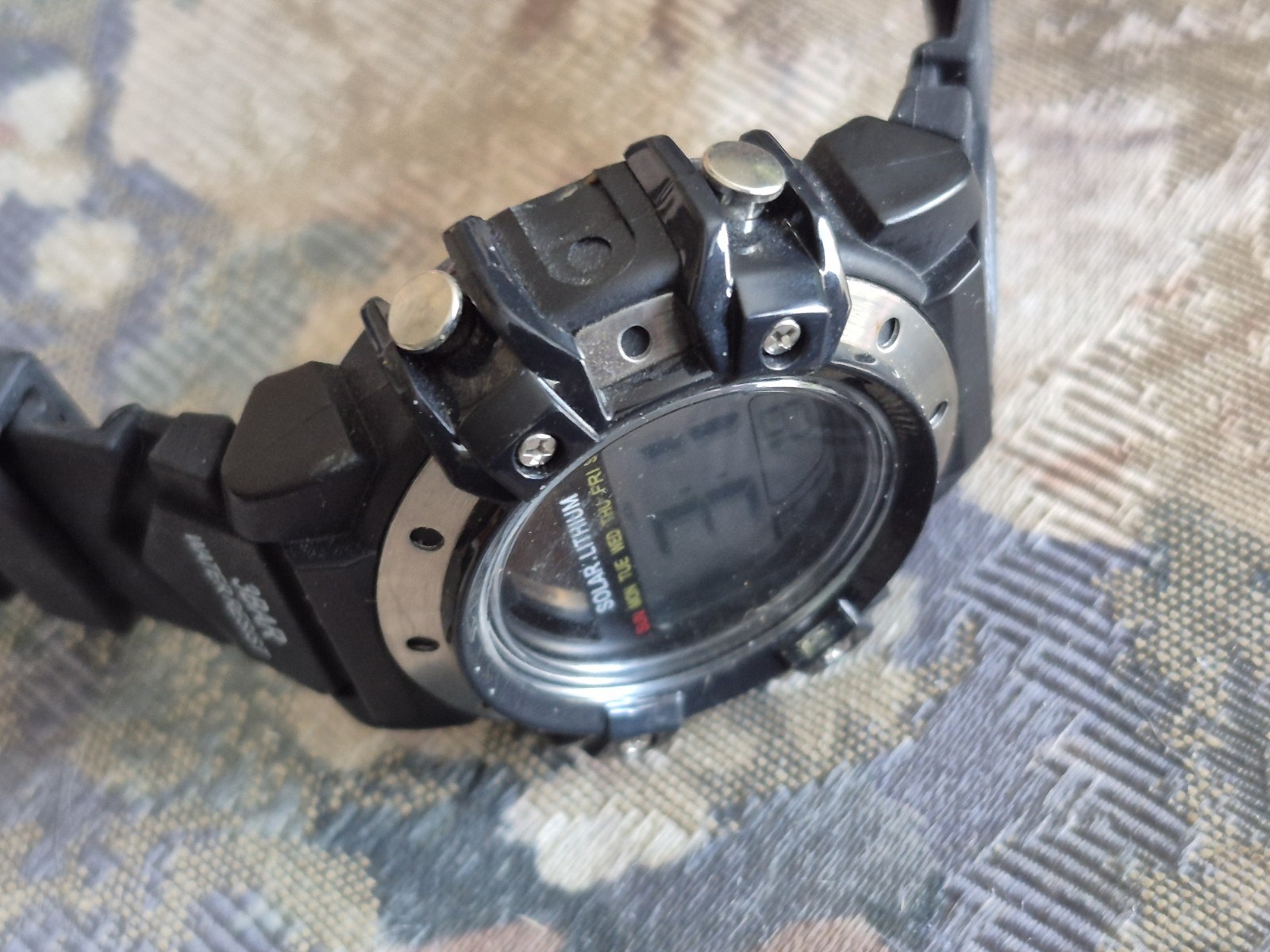 Digital Solar Lithium Watch AW 91-754 3BAR Water Resistant Black Sport Running