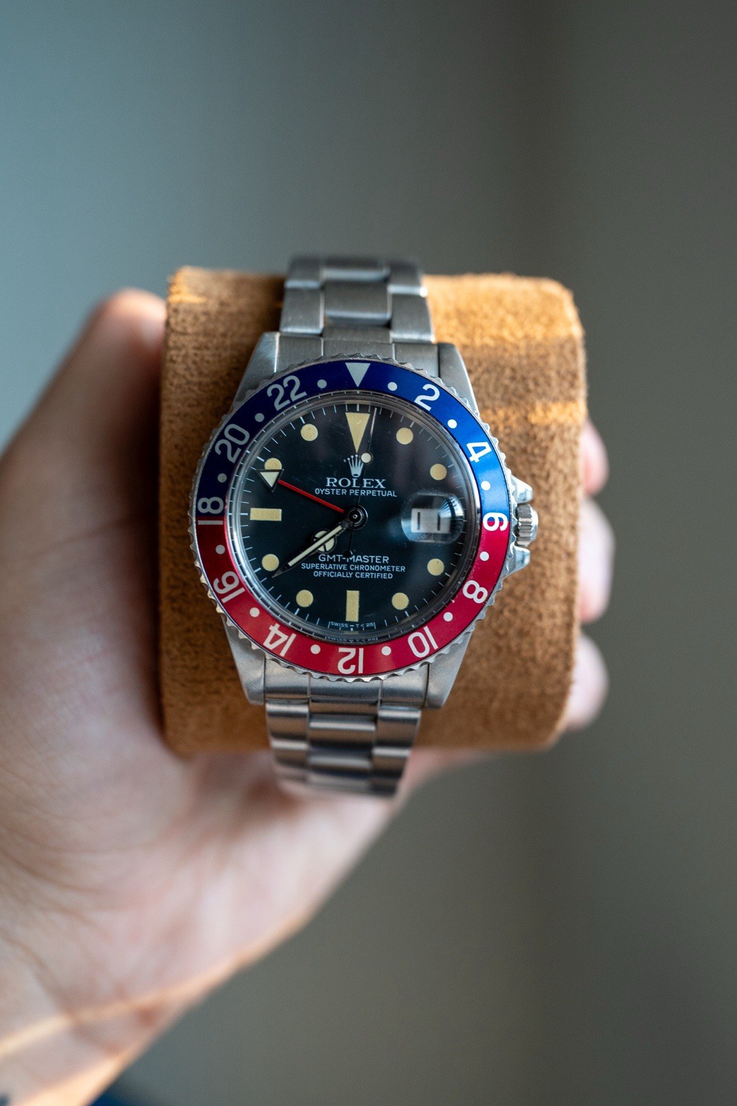 Rolex GMT-Master 1675 Silver Oyster Bracelet with Blue and Red Bezel