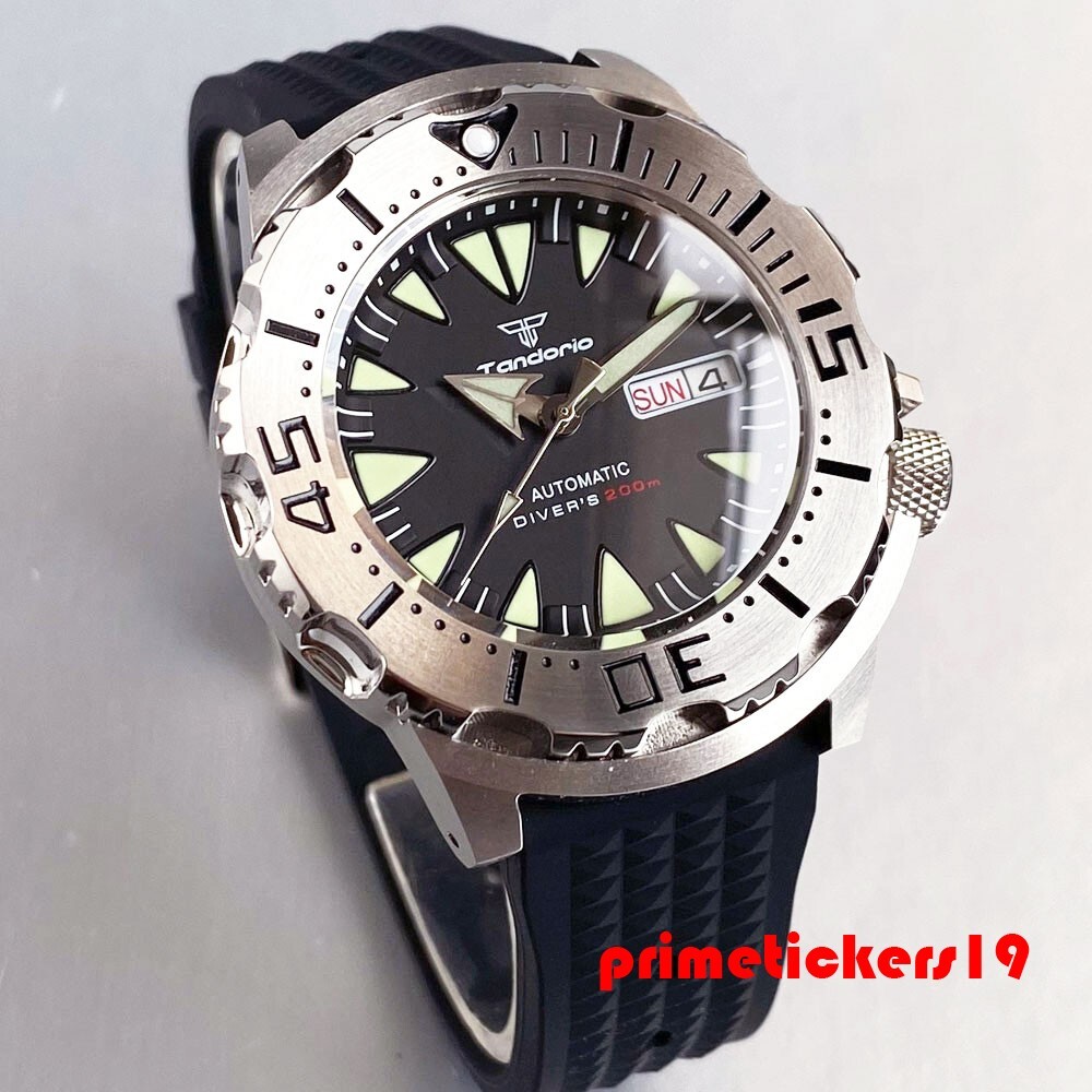 Tandorio Sapphire NH36 42mm Men’s Automatic Monster Watch 20BAR Dive 3.8 Crown