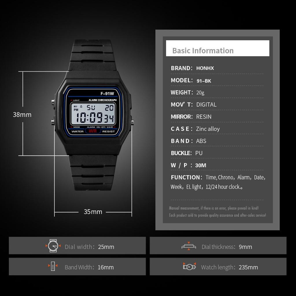 F 91W Classic Digital Resin Strap Watch Stopwatch Chronograph Sport Unisex Men