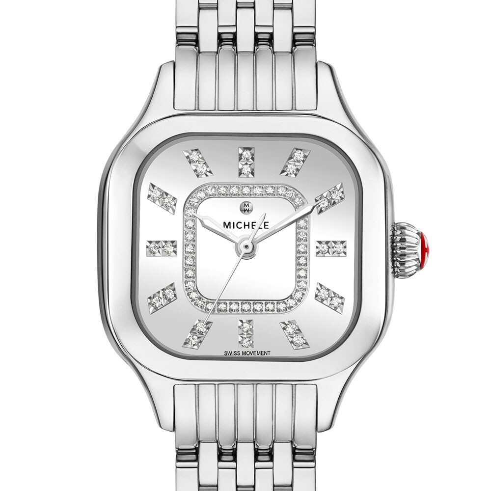 Michele Meggie High Shine Mirror Diamond Dial Stainless Steel Watch MWW33B000012