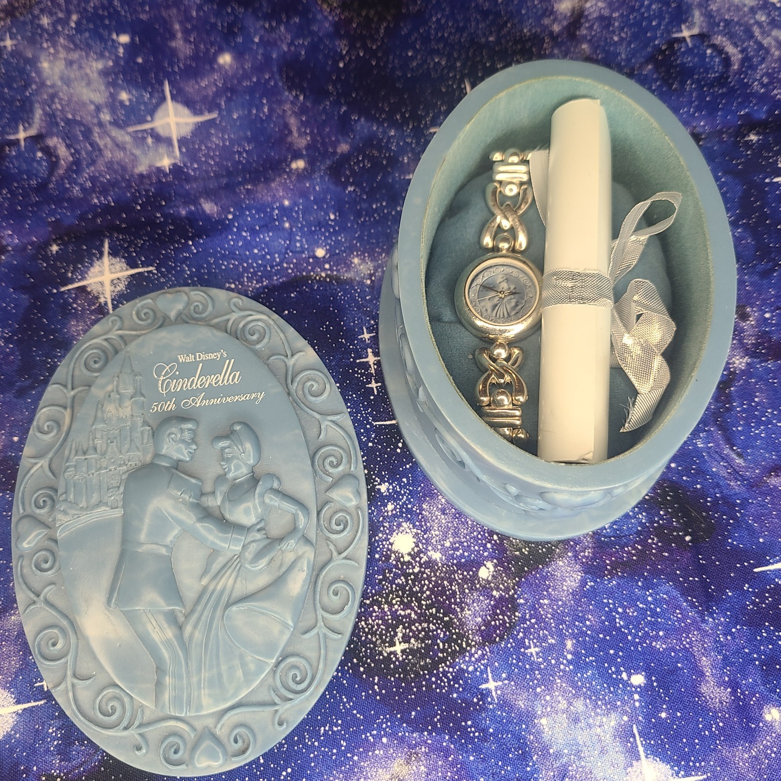 Disney Cinderella 50th Fossil Watch Sterling Silver LE Box Ready To Wear Video