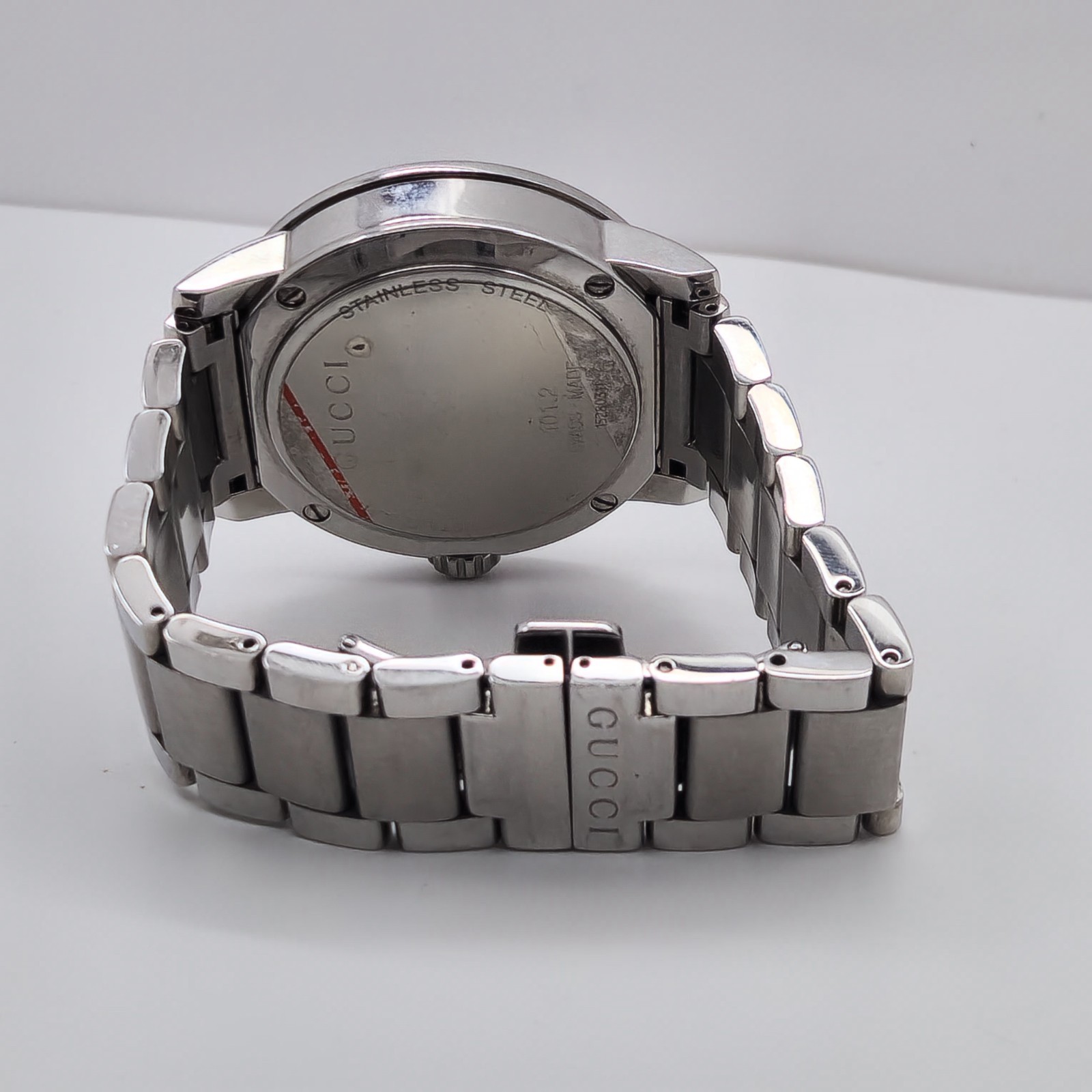 GUCCI G-CHRONO MENS $1820 SILVER ROSE GOLD ACCENTS CHRONOGRAPH WATCH YA101201