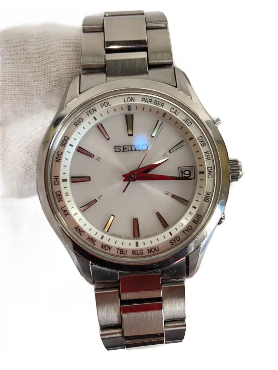 SEIKO Solar Wristwatch Analog WHT SLV SBTM269