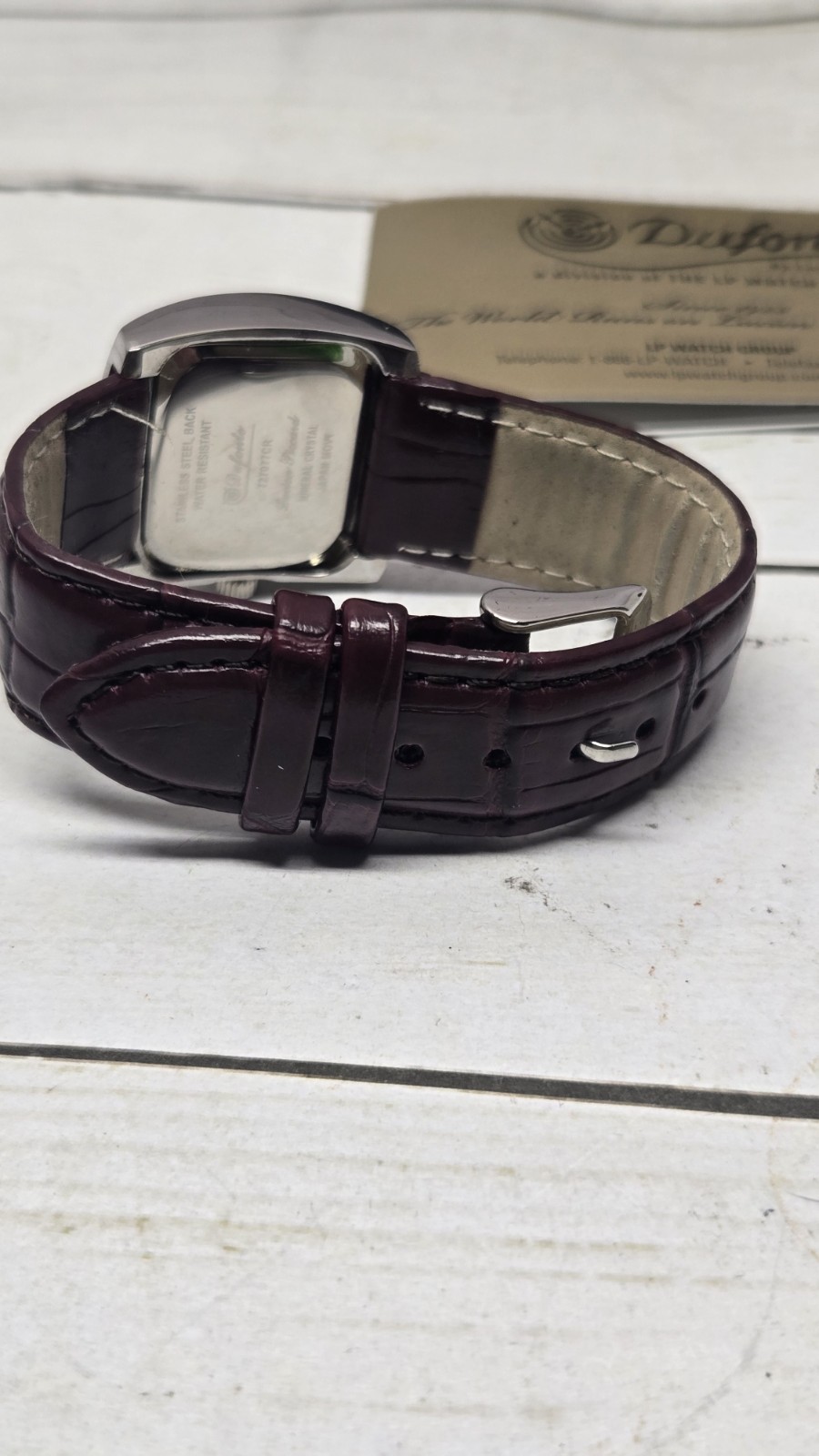 Dufonte by Lucien Piccard Watch Red Leather Crystal with Original Box Docs NOS
