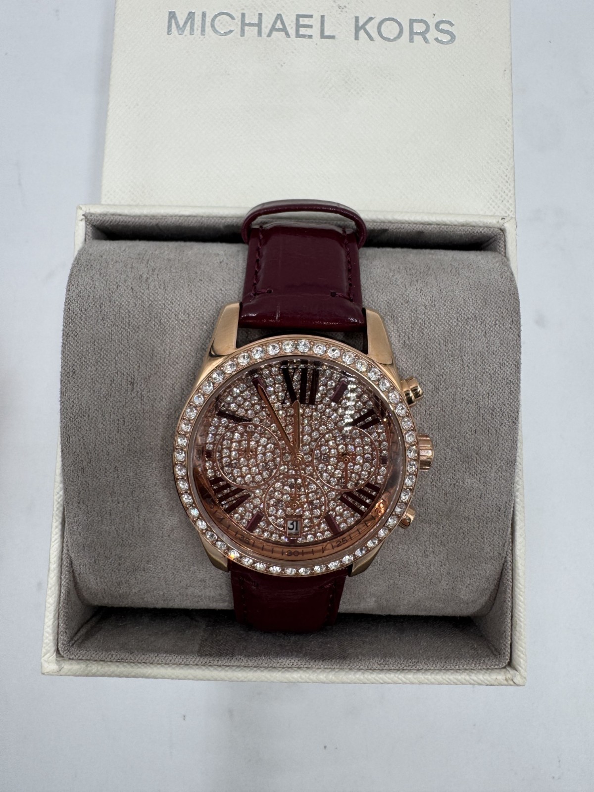 Michael Kors Women’s Lexington Pave Rose Gold Tone and Crocodile MK2971