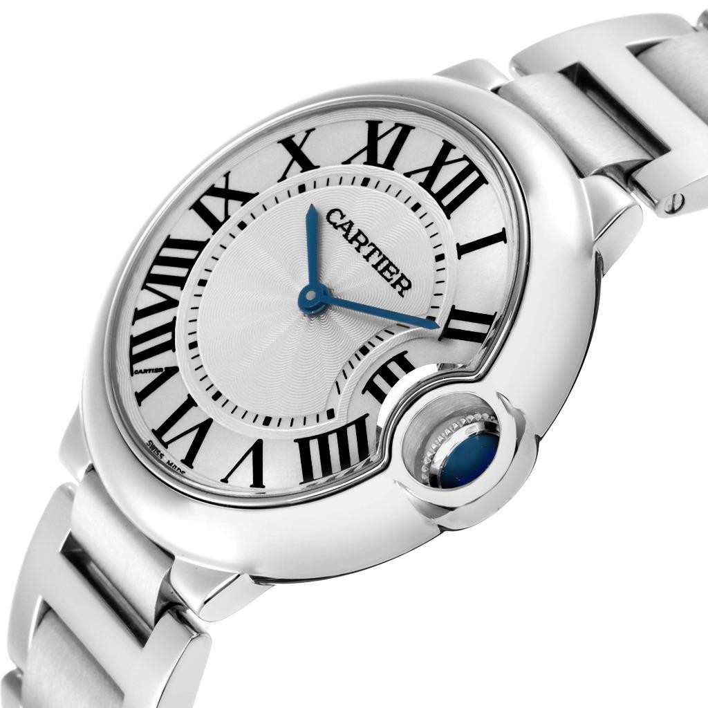Cartier Ballon Bleu 36mm Silver Dial Steel Mens Watch W69011Z4