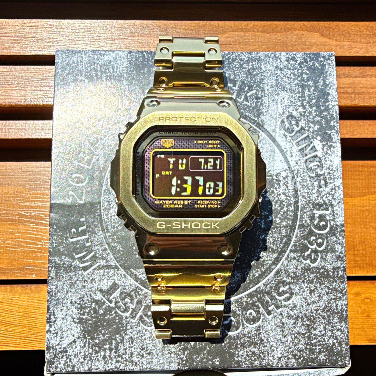 Casio G-SHOCK GMW-B5000 Digital Solar Bluetooth Atomic Gold SS Bracelet