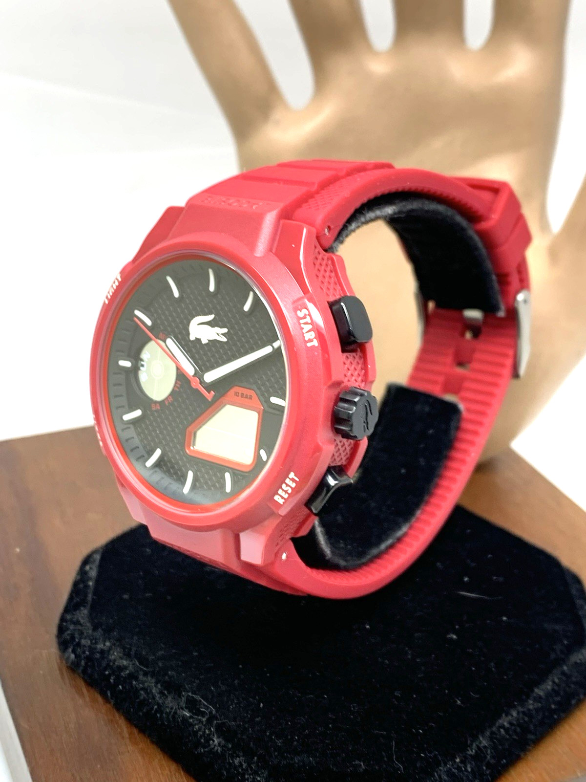 Lacoste Men’s Watch 2011368 Quartz Analog Digital LC33 Red Dial Rubber Band 45mm