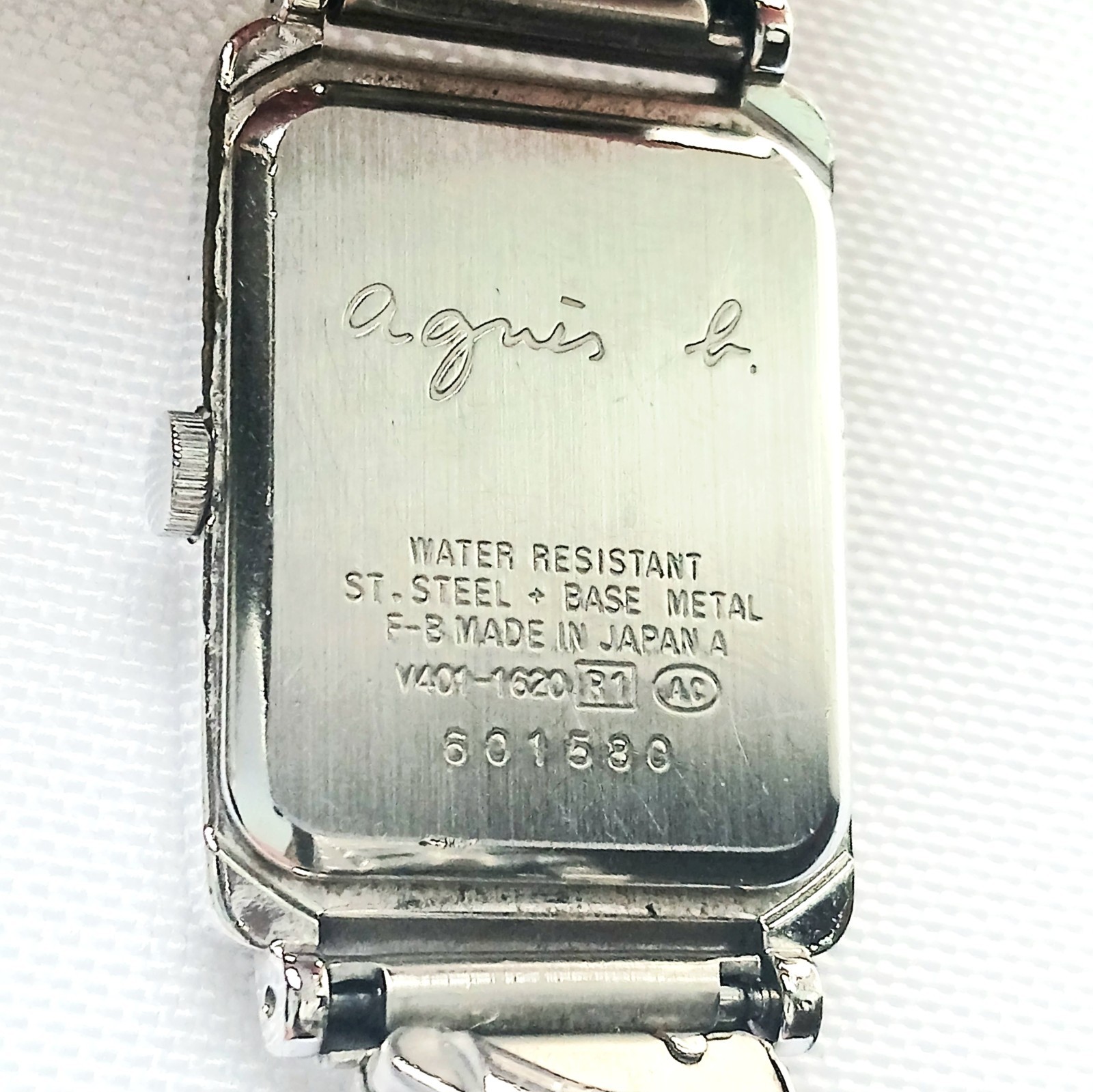 Agnes b. Paris Colorful Numeric Watch Seiko V401 Rectangle Silver Y2K 00 Japan