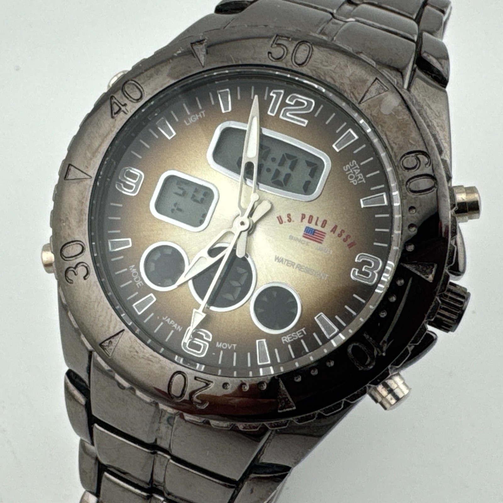 US Polo Assn Analog Digital Quartz Watch Men Black Alarm Chrono New Battery 8″