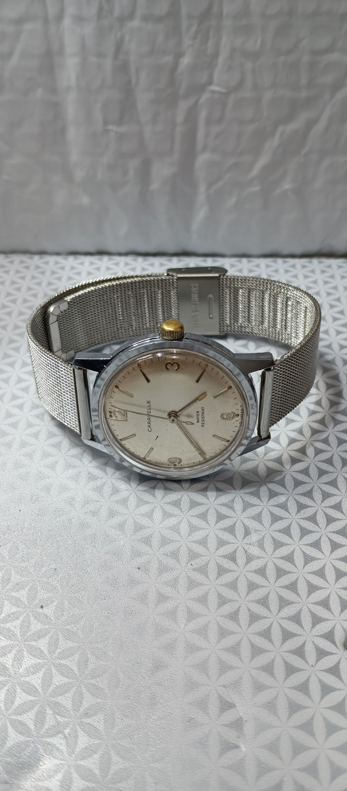 CARAVELLE Vintage Men’s Watch Mechanical Cal. 11DP 7 Jewels Silver Tone 36 mm