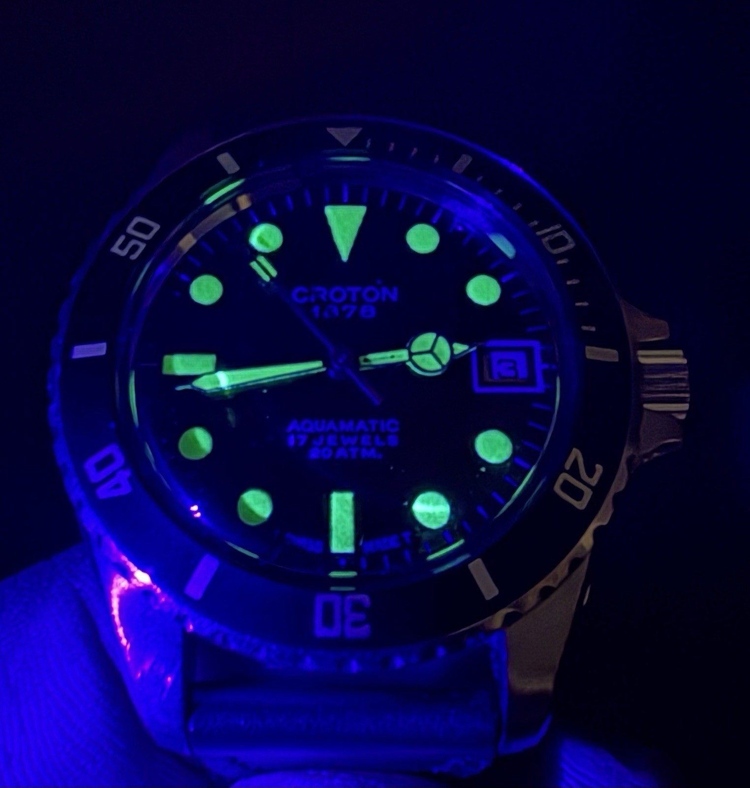 Vintage 60s 70s Era Croton Automatic Skin Diver 17 Jewel Men’s Wrist Watch Works
