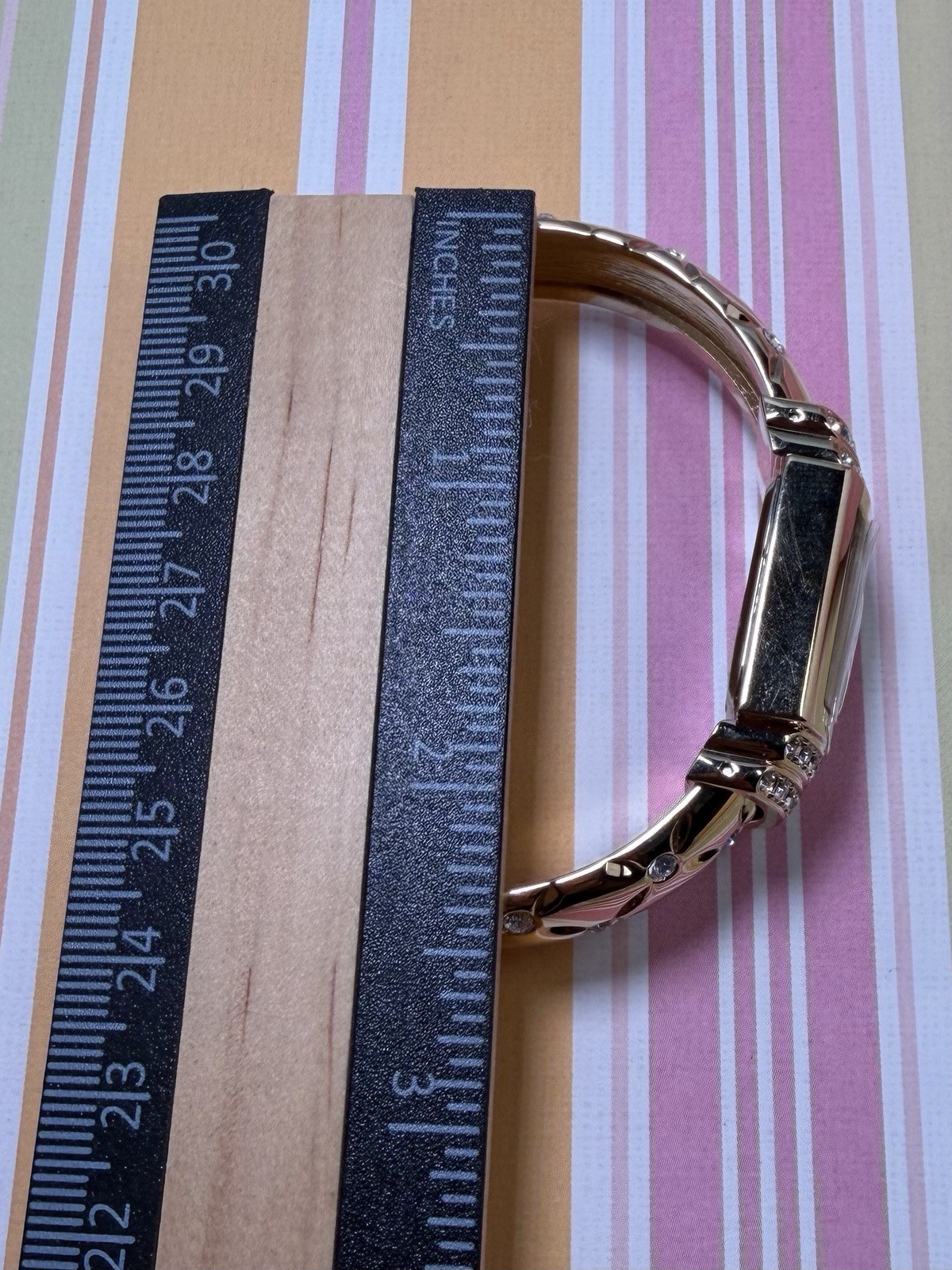 Vintage Ladies Gruen Gold Toned Fancy Hinged Cuff Watch Never Used