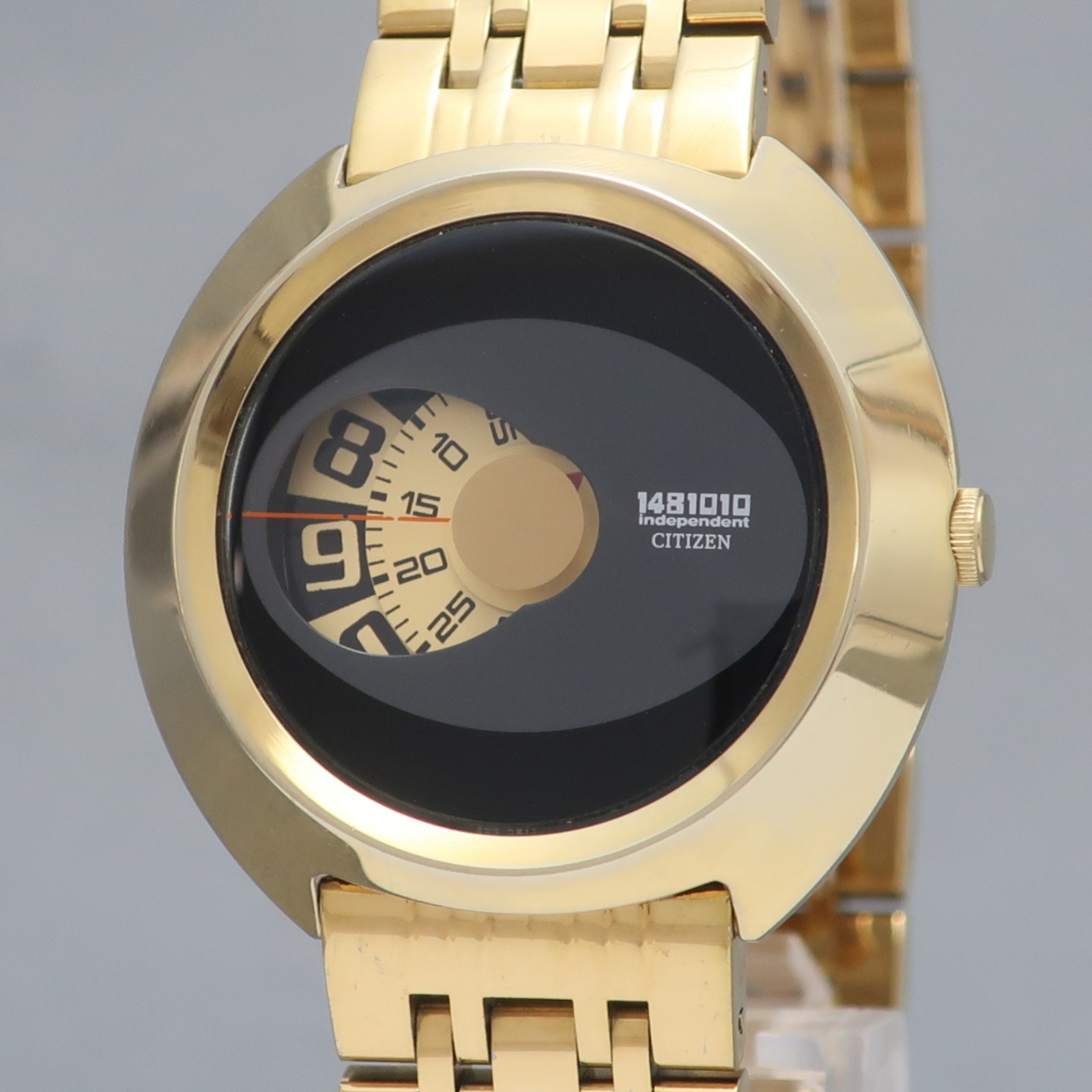 [N MINT] Vintage Citizen Independent 1481010 Jumping Hour 6038 Gold & Black