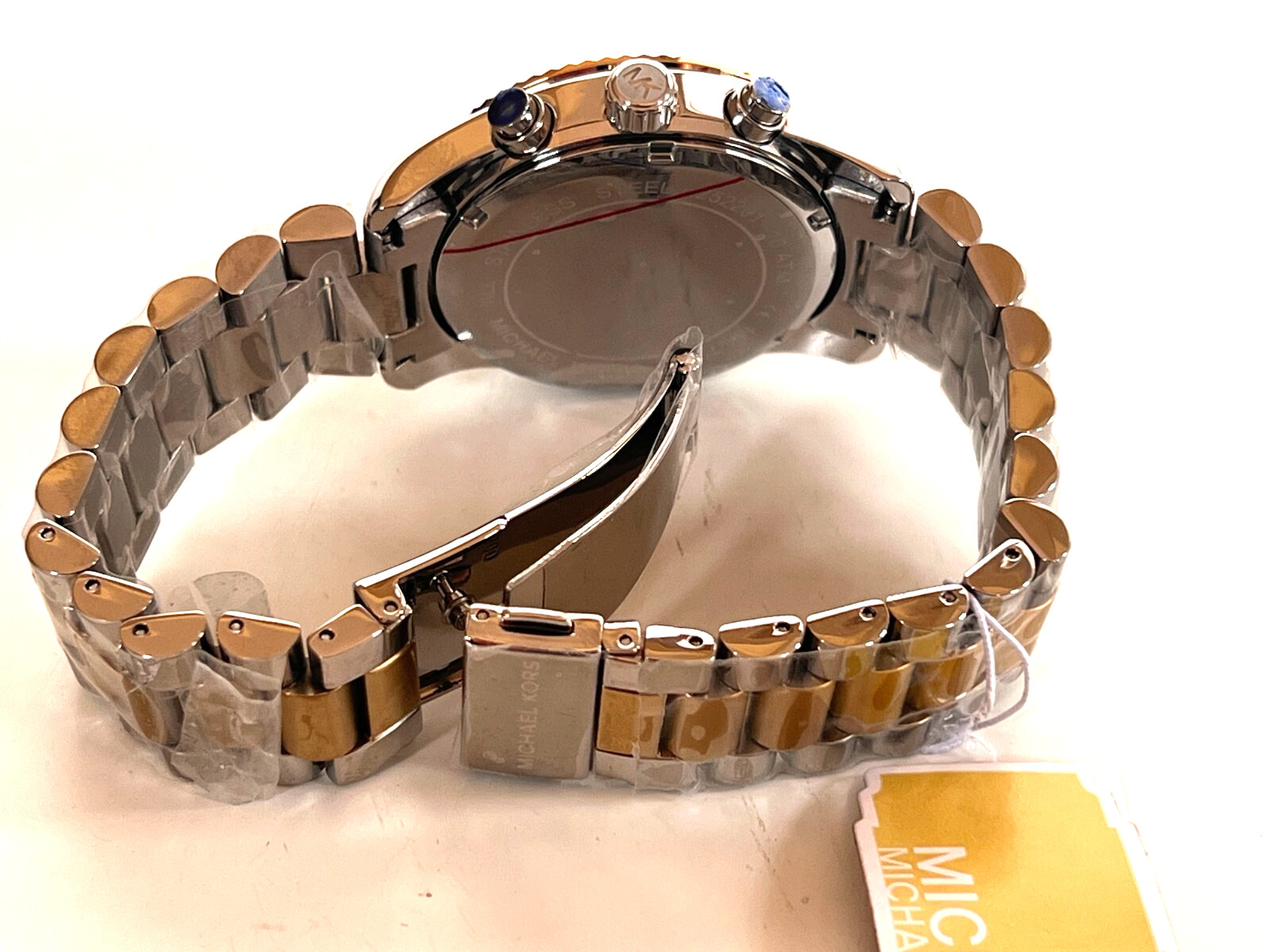 MICHAEL KORS MK7218 Lexington Two-Tone Blue Dial Ladies Watch BNWT/Gift Box $250