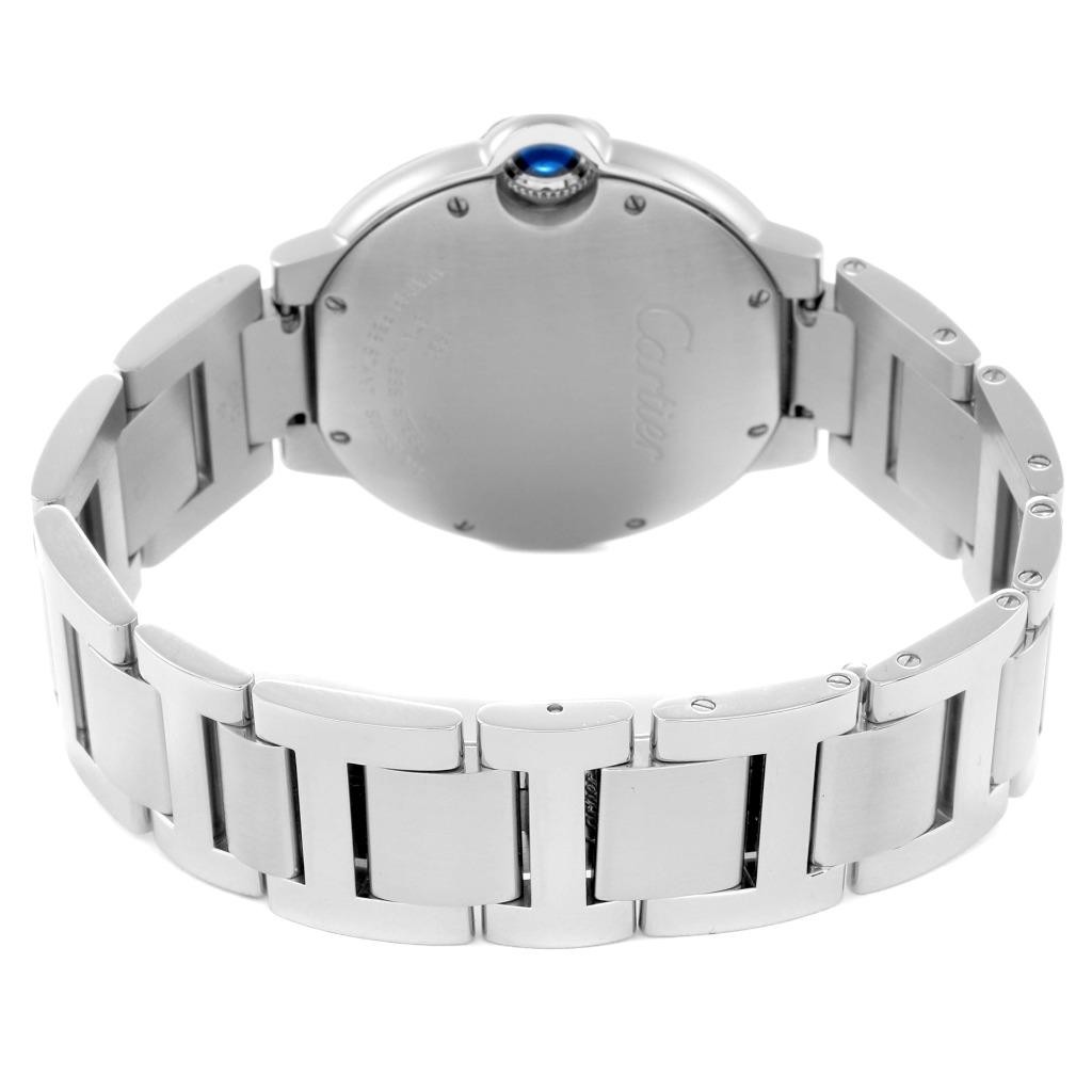 Cartier Ballon Bleu 36mm Silver Dial Steel Mens Watch W69011Z4