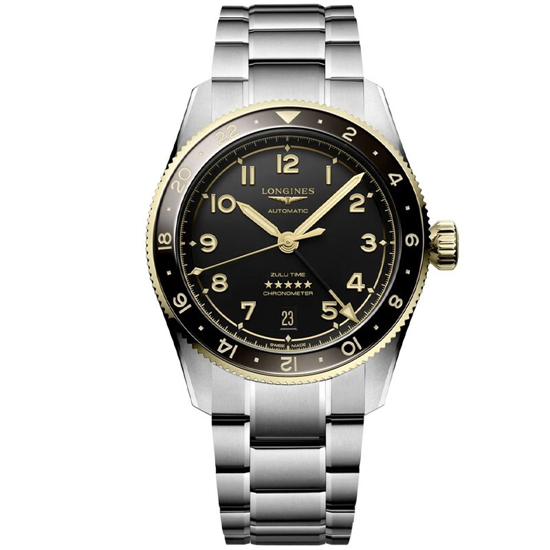 NEW Longines New Spirit Zulu Time 39mm GMT 18kt Bezel Men’s Watch L38025536