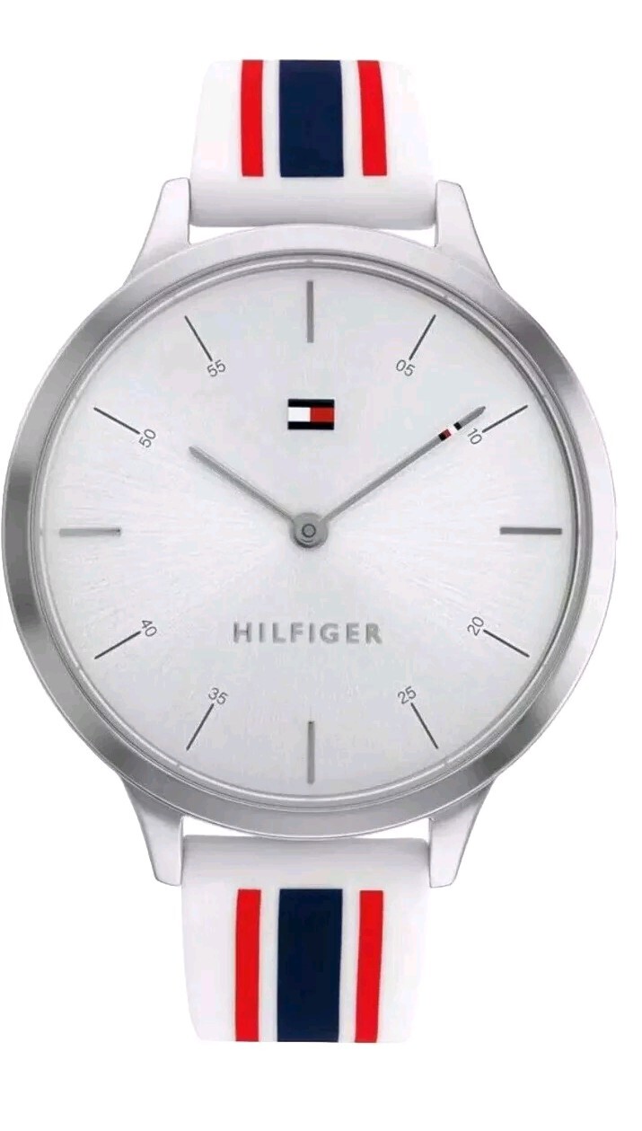 Tommy Hilfiger Watch Silver Dial And Red White Blue Band Unisex 1782498 New