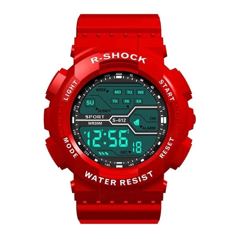 Men’s Digital Sports Watch LED Waterproof Shock Resistant Large Screen Wrist
