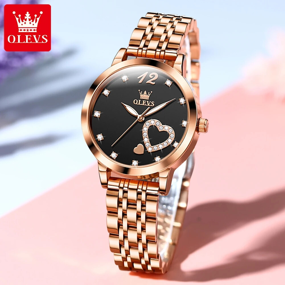 OLEVS Stainless Steel Waterproof Luminous Diamonds Dials Watch Quartz Women’s