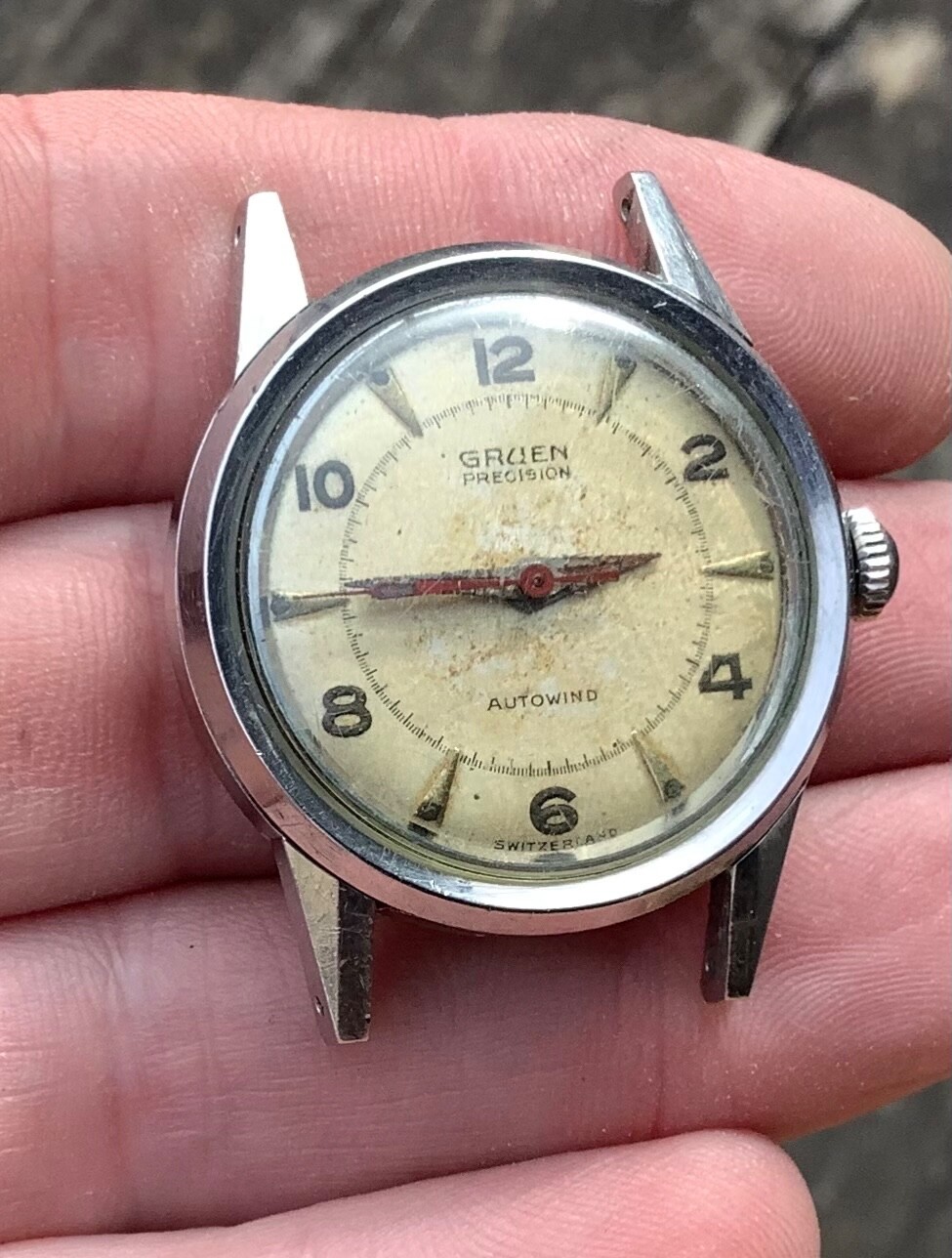 Vintage Gruen Autowind Watch 790 SS Stainless Steel Round Case Movement 6-6887