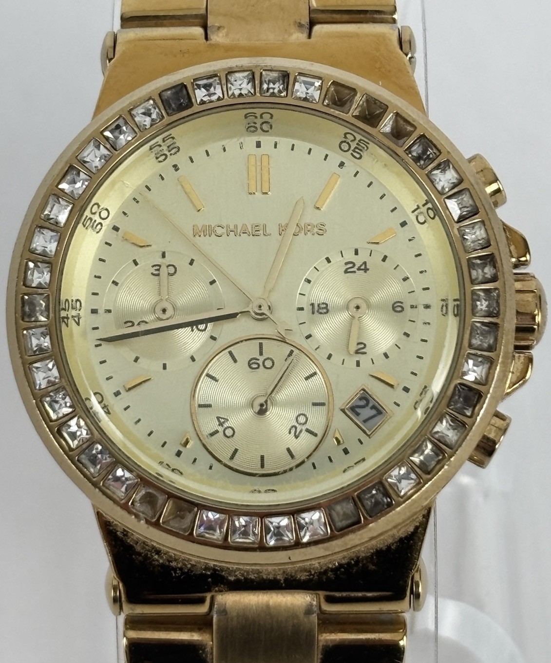 Michael Kors MK-5623 38mm Gold Tone Quartz Date Watch w/Bracelet & New Battery