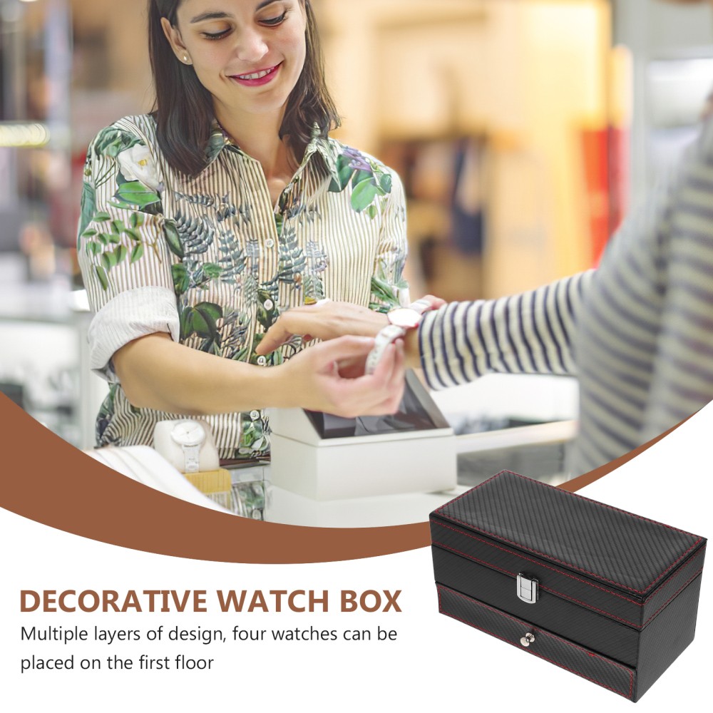 Moisture Proof Watch Display Box Black Home Use 1Pcs 8.8×4.2×4.3in