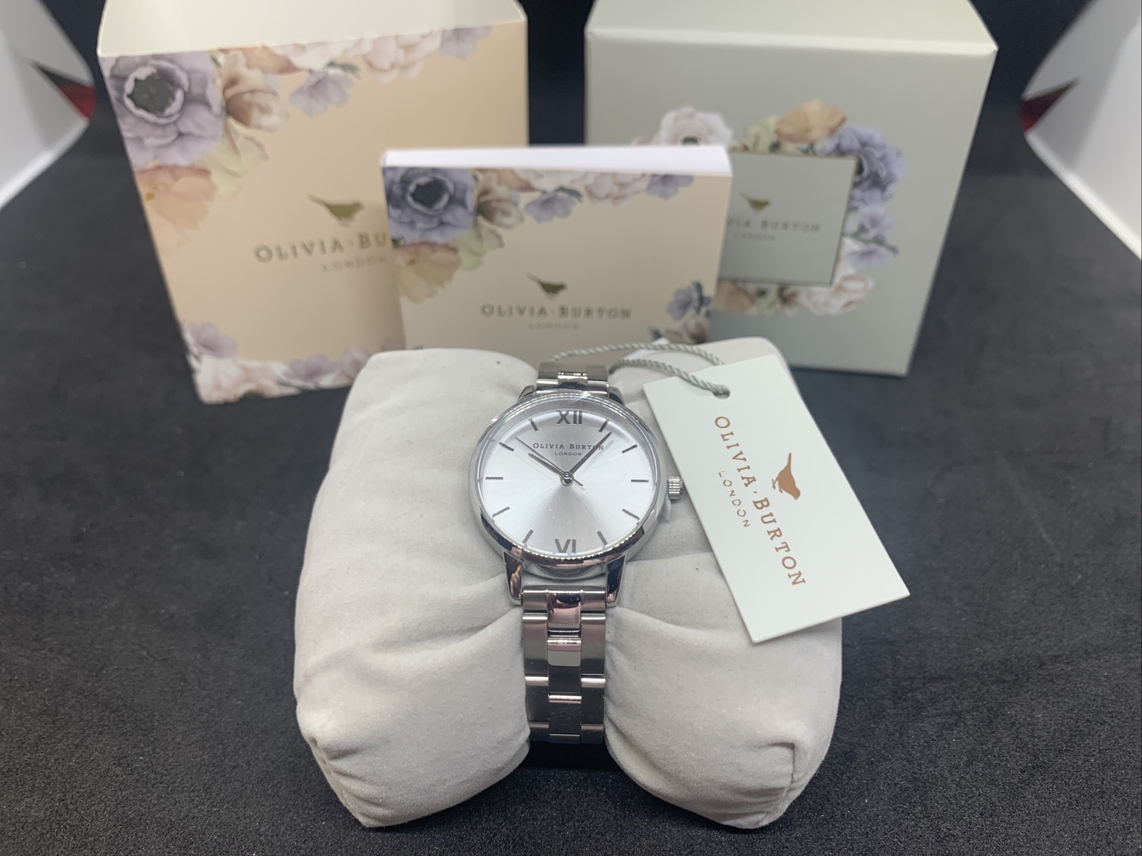 Olivia Burton London Silver & Stainless Woman’s Watch OB13BL10 New in Box W/Book