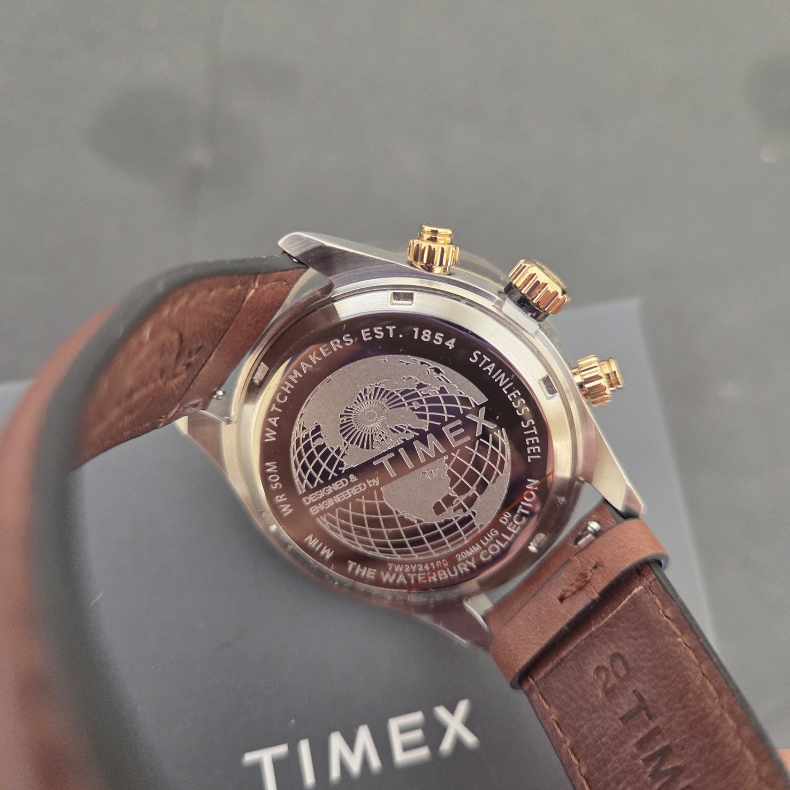 Timex Mens Waterbury Heritage Chronograph 39mm Watch Brown/Black TW2Y24100