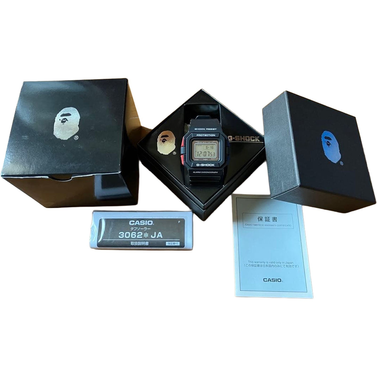 BAPE G-SHOCK G-5500 Ltd 1000 Casio A Bathing Ape Watch W/ Box Manual Auth 3062