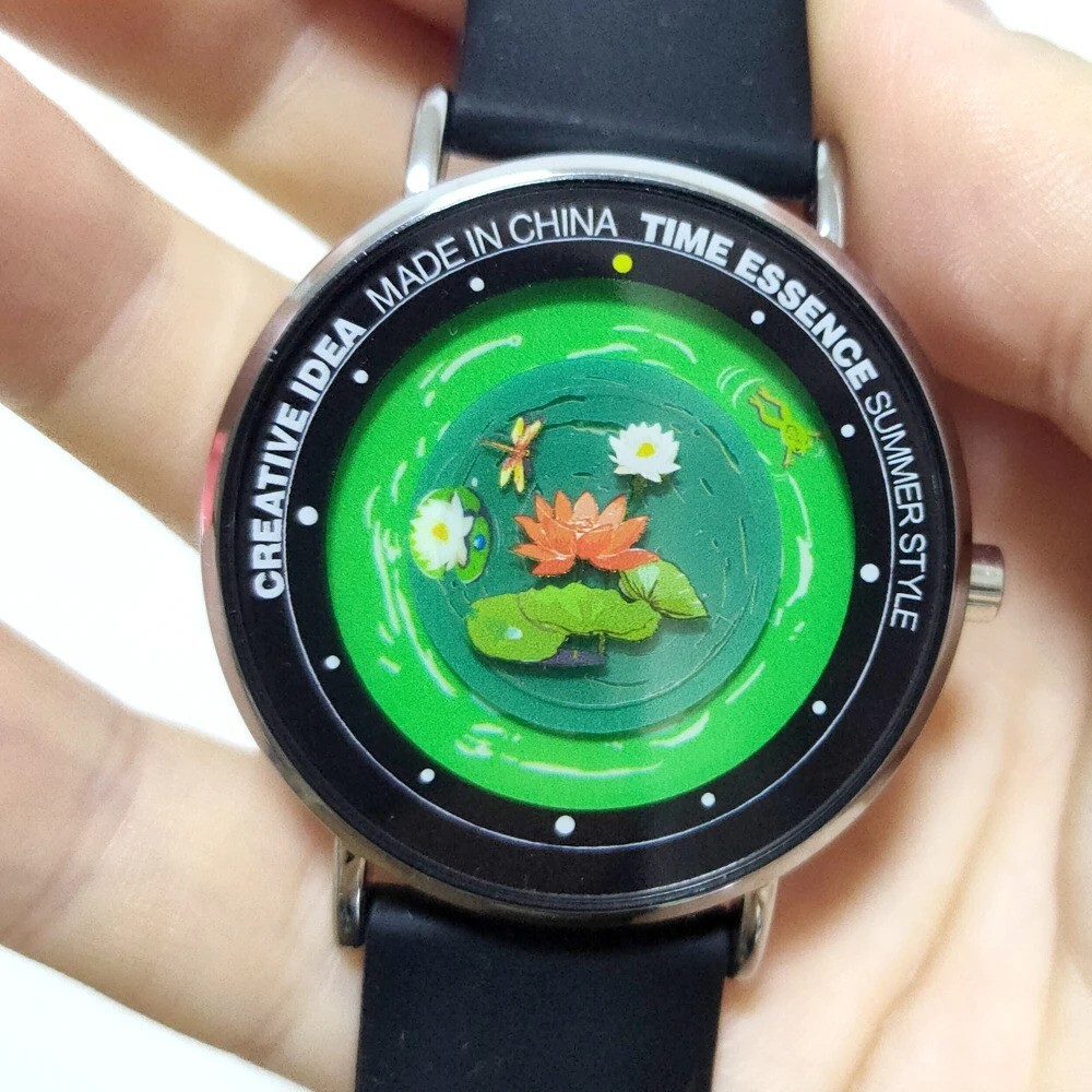 Unique Summer Dragonfly Frog Garden Unisex Watch: » A Perfectly Useless Pond»